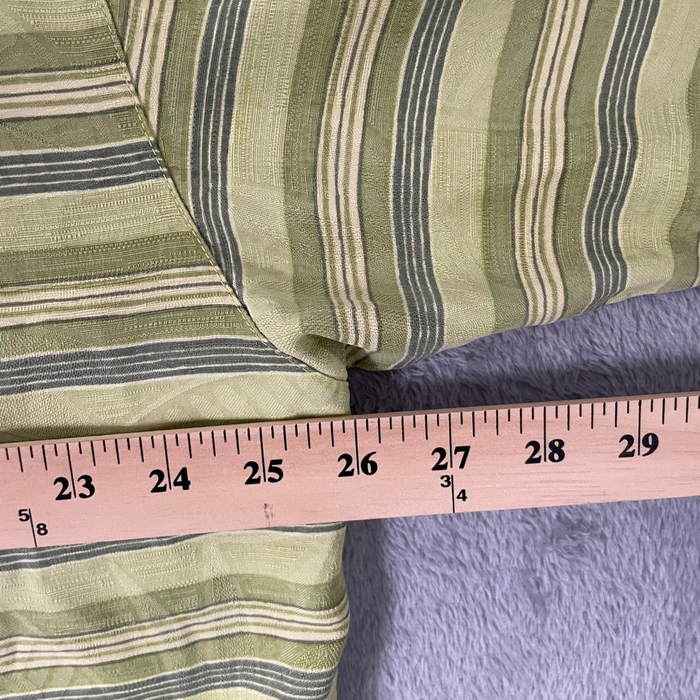 Tommy Bahama 100% Silk Button Up Shirt Mens XL Green Relax Striped Leaf Print - Picture 7 of 10